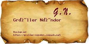 Gröller Nándor névjegykártya